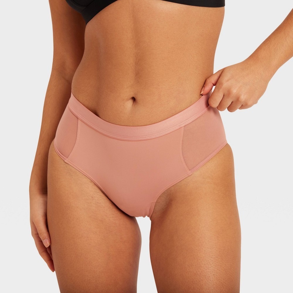 Parade Re:Play High-Rise Brief Panties Womens S Hot Honey Pink Mesh Panel NWT